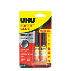 ΚΟΛΛΑ UHU SUPER GLUE 3GR 1&1Δ BL (12TEM)