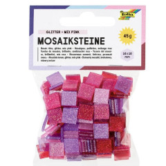 ΨΗΦΙΔΕΣ  ΜΩΣΑΪΚΑ ΠΛΑΚΑΚΙΑ GLITTER MIX, 45G, 10X10MM, 190 ΤΕΜΑΧΙΑ, ΡΟΖ