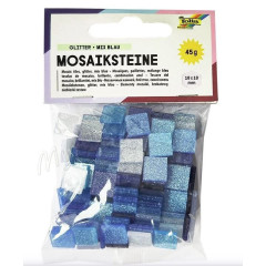 ΨΗΦΙΔΕΣ  ΜΩΣΑΪΚΑ ΠΛΑΚΑΚΙΑ GLITTER MIX, 45G, 10X10MM, 190 ΤΕΜΑΧΙΑ, ΜΠΛΕ