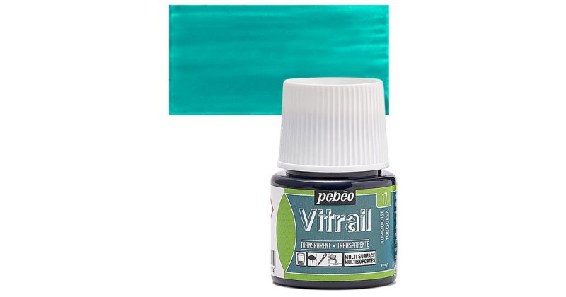 ΣΜΑΛΤΟ (ENAMEL) VITRAIL TURQUOISE 45ML TRANSPARENT PEBEO