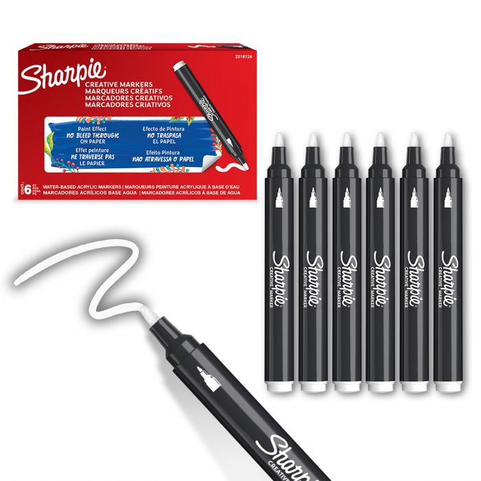 ΜΑΡΚΑΔΟΡΟΣ ΑΚΡΥΛΙΚΟΣ ΛΕΥΚΟΣ SHARPIE 6P (ΣΥΣ-6ΤΕΜ)