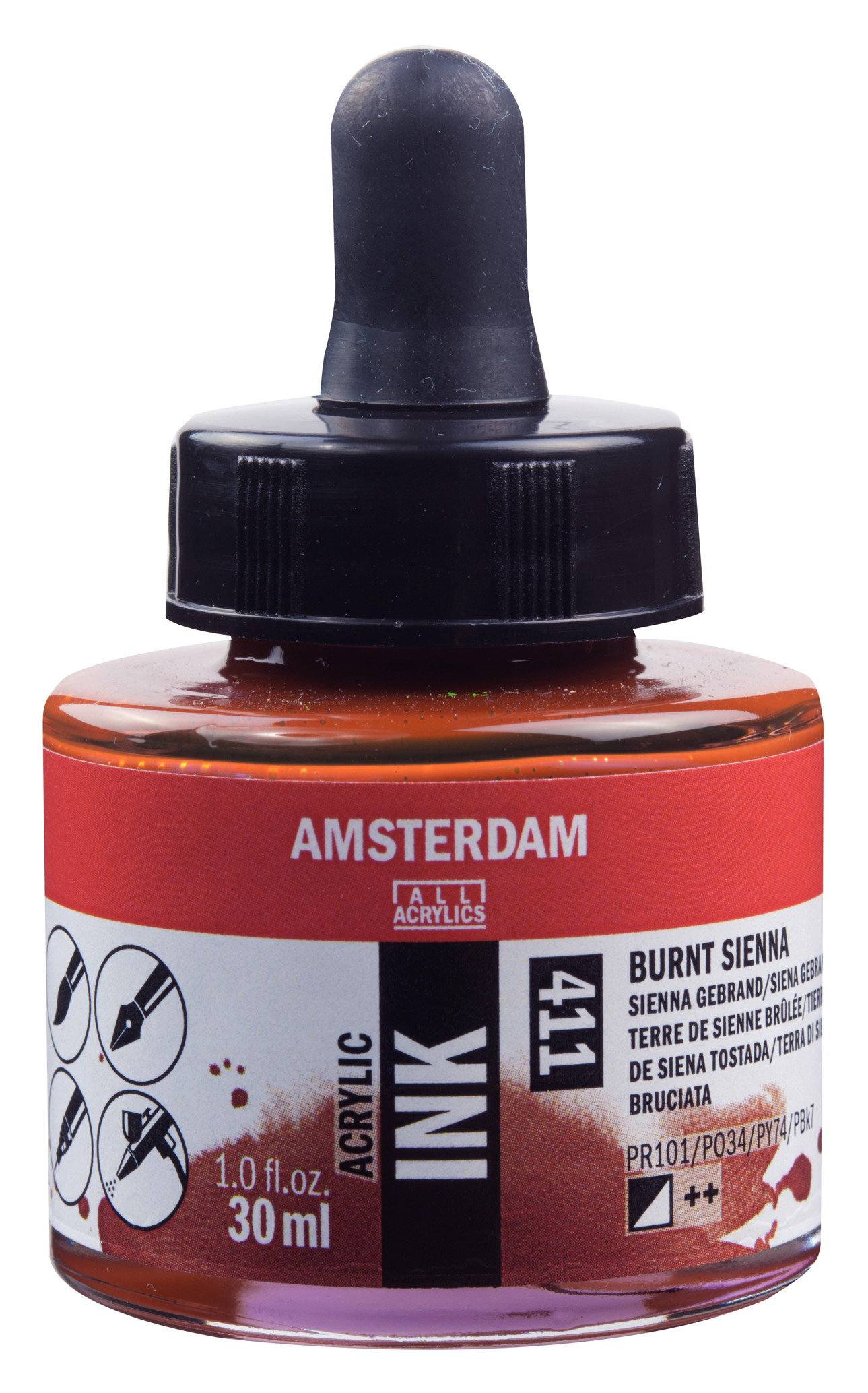 ΜΕΛΑΝΙ INK AMSTERDAM 411 30ML BURNT SIENNA (ΣΥΣ-3TEM)
