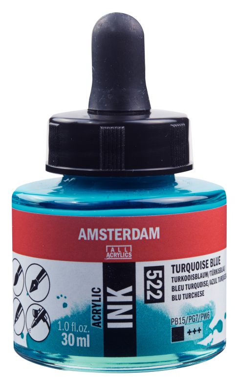 ΜΕΛΑΝΙ INK AMSTERDAM 522 30ML TURQ. BLUE (ΣΥΣ-3TEM)