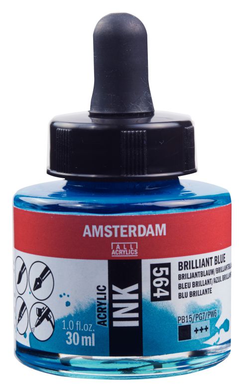 ΜΕΛΑΝΙ INK AMSTERDAM 564 30ML BRILLIANT BLUE (ΣΥΣ-3TEM)