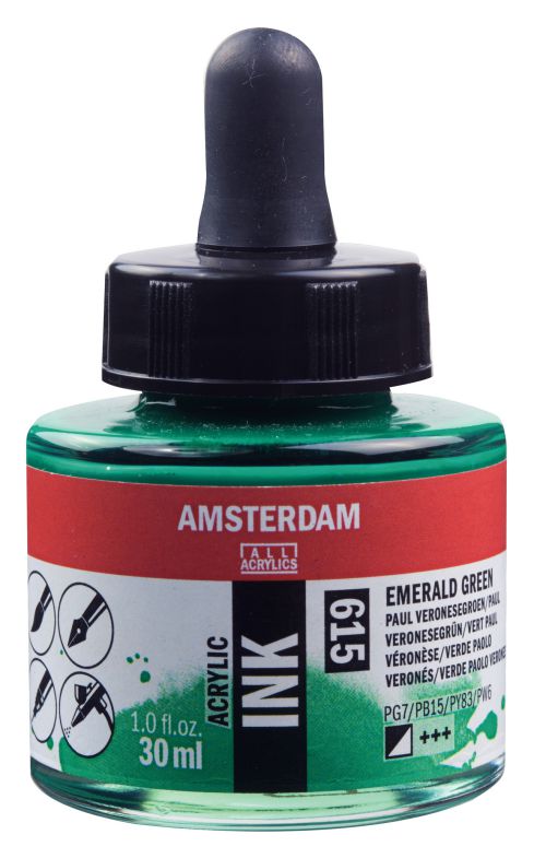 ΜΕΛΑΝΙ INK AMSTERDAM 615 30ML EMERALD GREEN (ΣΥΣ-3TEM)