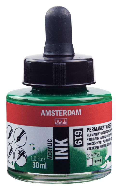 ΜΕΛΑΝΙ INK AMSTERDAM 619 30ML PERMANENT GREEN DEEP (ΣΥΣ-3TEM)