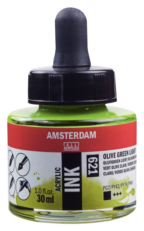 ΜΕΛΑΝΙ INK AMSTERDAM 621 30ML OLIVE GREEN LIGHT (ΣΥΣ-3TEM)