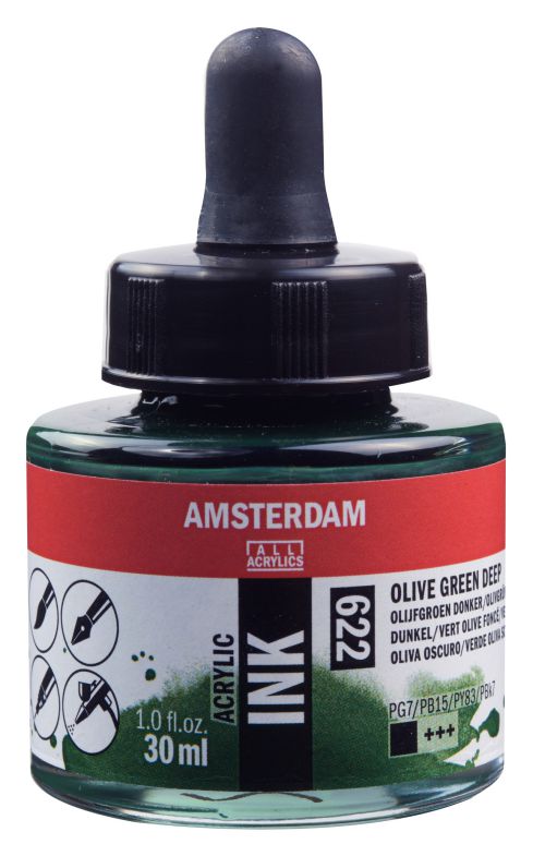 ΜΕΛΑΝΙ INK AMSTERDAM 622 30ML OLIVE GREEN DEEP (ΣΥΣ-3TEM)