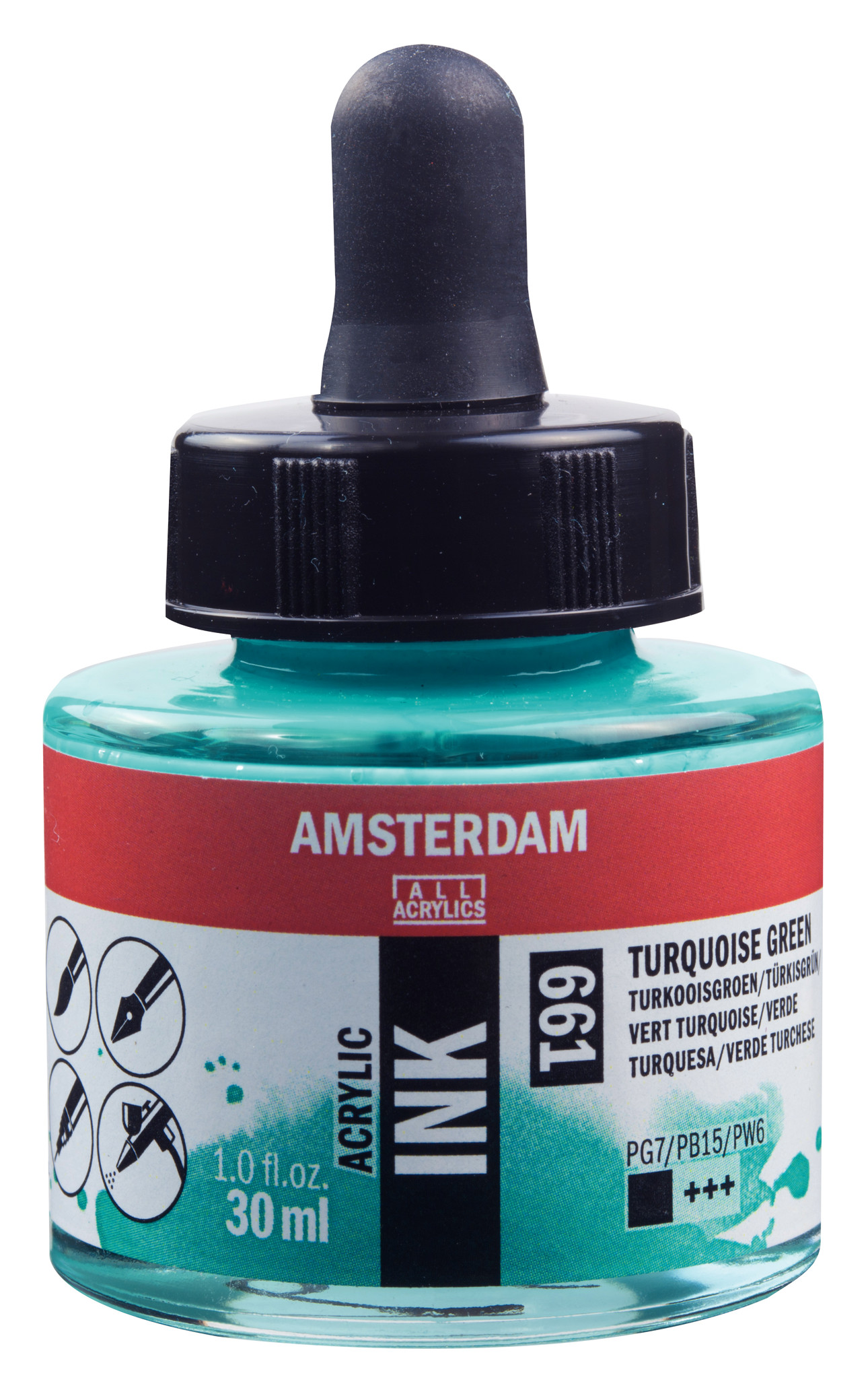 ΜΕΛΑΝΙ INK AMSTERDAM 661 30ML TURQ.GREEN (ΣΥΣ-3TEM)
