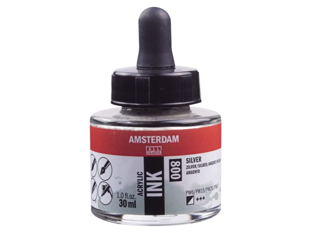 ΜΕΛΑΝΙ INK AMSTERDAM 800 30ML SILVER (ΣΥΣ-3TEM)