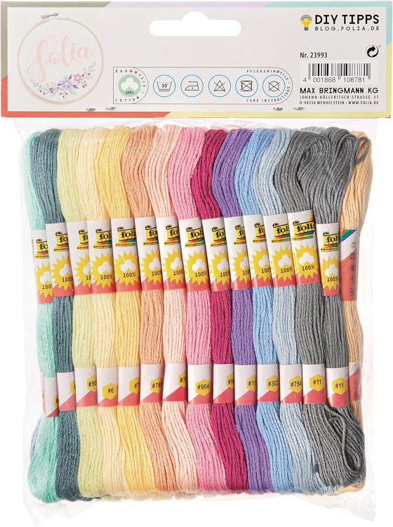 ΚΛΩΣΤΕΣ ΚΕΝΤΗΜΑΤΟΣ FOLIA 23993 ΠΑΣΤΕΛ, 100% ΒΑΜΒΑΚΙ, 52 ΔΕΜΑΤΑ ΤΩΝ 8 ΜΕΤΡΩΝ ΣΕ 26 ΔΙΑΦΟΡΕΤΙΚΑ ΧΡΩΜΑΤΑ, ΓΙΑ ΚΕΝΤΗΜΑ, ΔΕΣΙΜΟ ΚΑΙ ΧΕΙΡΟΤΕΧΝΙΕΣ