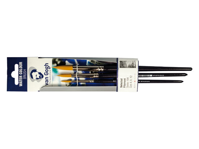 ΠΙΝΕΛΟ VAN GOGH ΝΕΡΟΥ 3ΤΕΜ S191 Νο4-8-12 ΣΤΡΟΓΓΥΛΟ GOLDEN SYNTHETIC HAIR