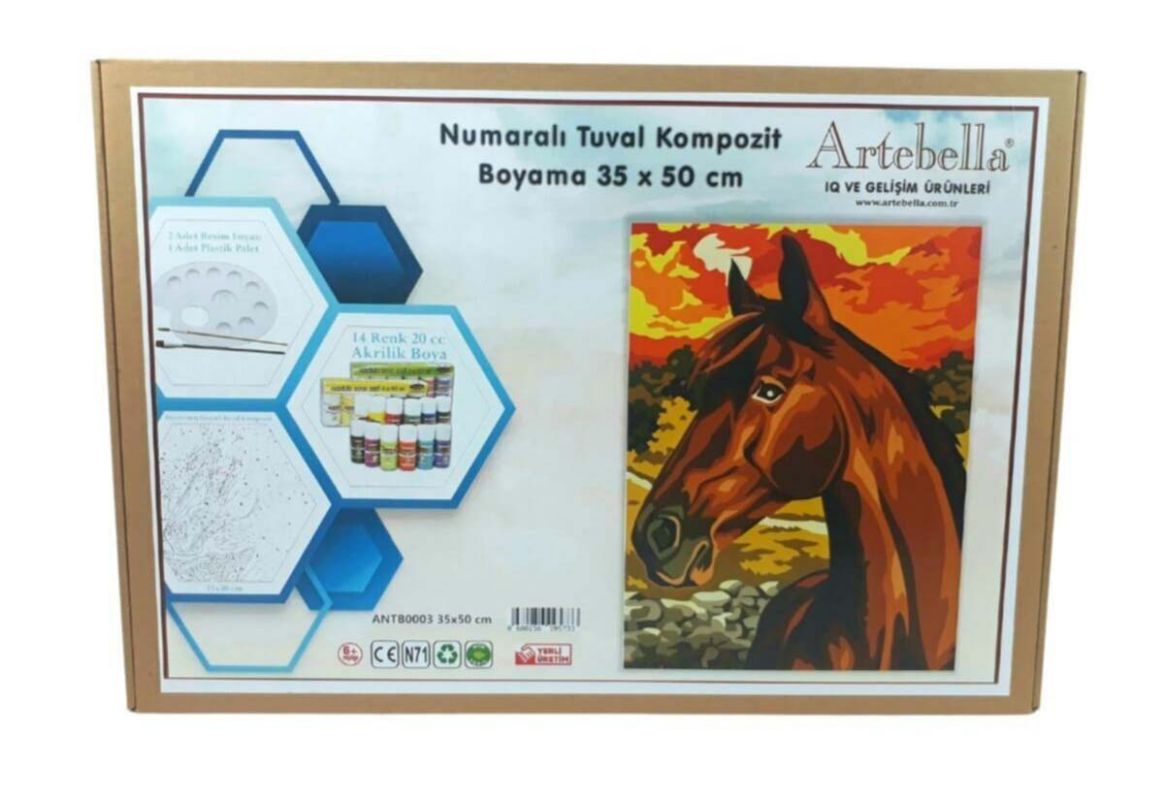 ΚΑΜΒΑΣ ΖΩΓΡΑΦΙΚΗΣ ΜΕ ΑΡΙΘΜΗΣΗ 35Χ50CM "ΑΛΟΓΟ" ΜΑΖΙ ΜΕ ΑΚΡΥΛΙΚΑ ΧΡΩΜΑΤΑ, ΠΙΝΕΛΑ ΚΑΙ ΠΑΛΕΤΑ