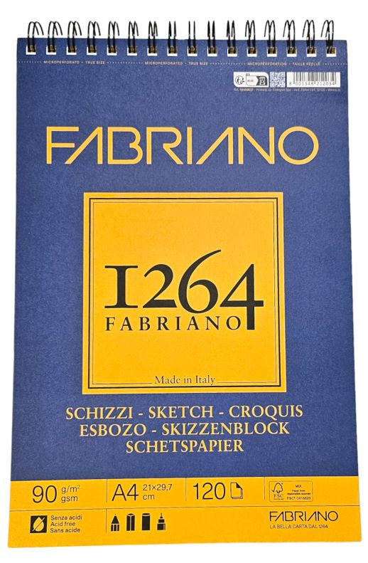 ΜΠΛΟΚ ΣΠΙΡΑΛ A4 F-1264 90GR SKETCH 120Φ FABRIANO