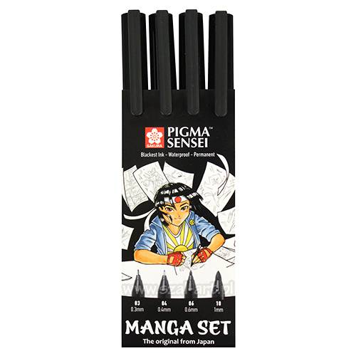 ΜΑΡΚΑΔΟΡΑΚΙΑ MANGA PIGMA SET, 4ΤΕΜ. ΜΑΥΡΟ ΧΡΩΜΑ(0.3MM-0.4MM-0.6MM-1MM)