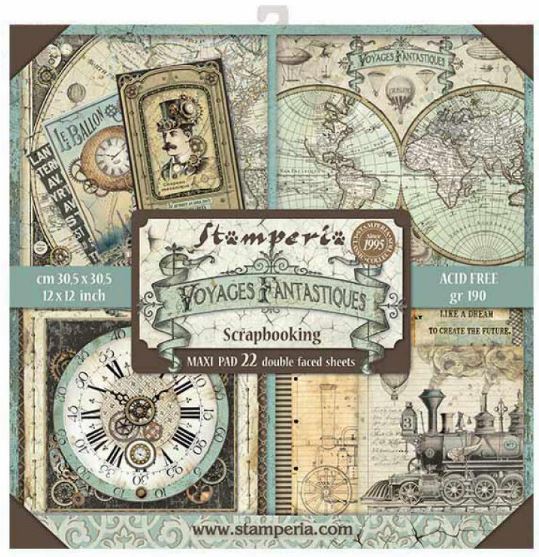ΜΠΛΟΚ SCRAPBOOKING STAMPERIA 30,5Χ30,5CM 22Φ DOUBLE FACE - VOYAGES FANTASTIQUES